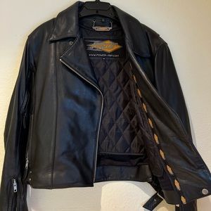 Mens leather biker jacket